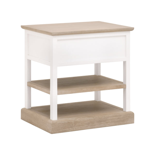 Essentials for Living Weave 1-Drawer Side Table Smoke Gray Oak, White Painted Oak
