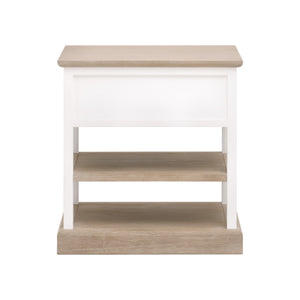 Essentials for Living Weave 1-Drawer Side Table Smoke Gray Oak, White Painted Oak