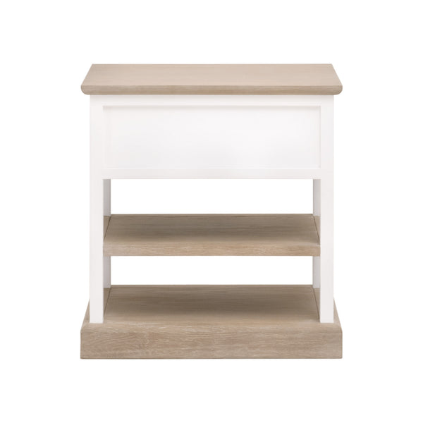 Essentials for Living Weave 1-Drawer Side Table Smoke Gray Oak, White Painted Oak