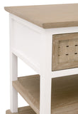 Essentials for Living Weave 1-Drawer Side Table Smoke Gray Oak, White Painted Oak