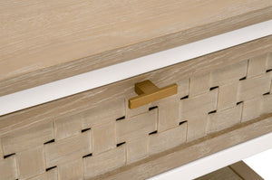 Essentials for Living Weave 1-Drawer Side Table Smoke Gray Oak, White Painted Oak