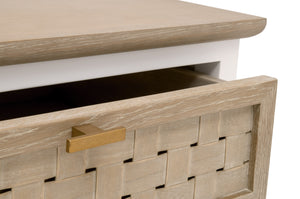 Essentials for Living Weave 1-Drawer Side Table Smoke Gray Oak, White Painted Oak