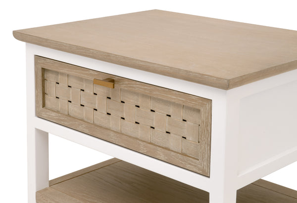 Essentials for Living Weave 1-Drawer Side Table Smoke Gray Oak, White Painted Oak