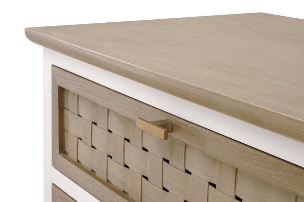 Essentials for Living Weave Entry Cabinet Smoke Gray Oak, White Painted Oak