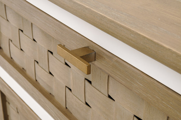 Essentials for Living Weave Entry Cabinet Smoke Gray Oak, White Painted Oak