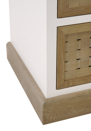 Essentials for Living Weave Entry Cabinet Smoke Gray Oak, White Painted Oak