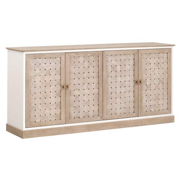 Essentials for Living Weave Media Sideboard 8082.SGRY-OAK/WPO Smoke Gray Oak, White Painted Oak
