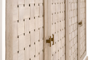 Essentials for Living Weave Media Sideboard 8082.SGRY-OAK/WPO Smoke Gray Oak, White Painted Oak