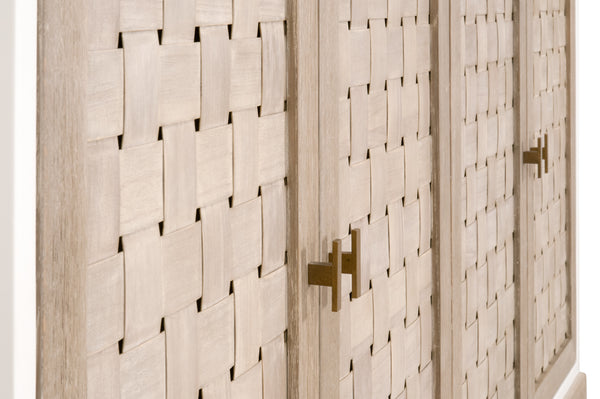 Essentials for Living Weave Media Sideboard 8082.SGRY-OAK/WPO Smoke Gray Oak, White Painted Oak