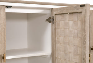 Essentials for Living Weave Media Sideboard 8082.SGRY-OAK/WPO Smoke Gray Oak, White Painted Oak