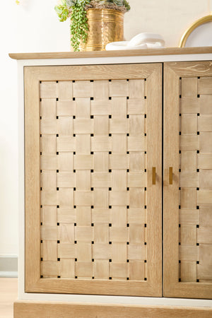 Essentials for Living Weave Media Sideboard 8082.SGRY-OAK/WPO Smoke Gray Oak, White Painted Oak