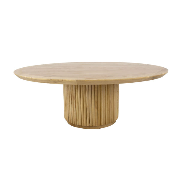 Zeugma Wendy Round Coffee Table - Organic Oak Wood, Traditional Style, Durable Hand-finished Design, 52" Organic Oak Wood Solid Wood T16