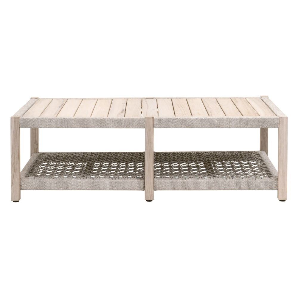 Essentials for Living Wrap Outdoor Coffee Table 6870.WTA/GT Taupe & White Flat Rope, Gray Teak