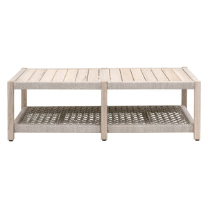 Essentials for Living Wrap Outdoor Coffee Table 6870.WTA/GT Taupe & White Flat Rope, Gray Teak