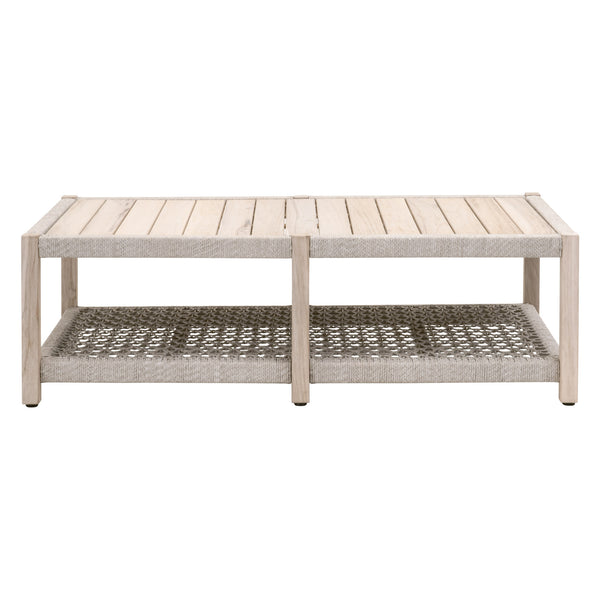Essentials for Living Wrap Outdoor Coffee Table 6870.WTA/GT Taupe & White Flat Rope, Gray Teak