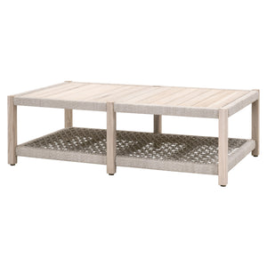 Essentials for Living Wrap Outdoor Coffee Table 6870.WTA/GT Taupe & White Flat Rope, Gray Teak