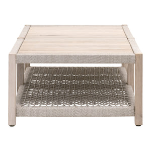 Essentials for Living Wrap Outdoor Coffee Table 6870.WTA/GT Taupe & White Flat Rope, Gray Teak