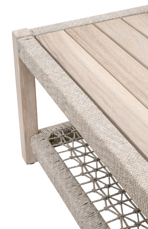 Essentials for Living Wrap Outdoor Coffee Table 6870.WTA/GT Taupe & White Flat Rope, Gray Teak
