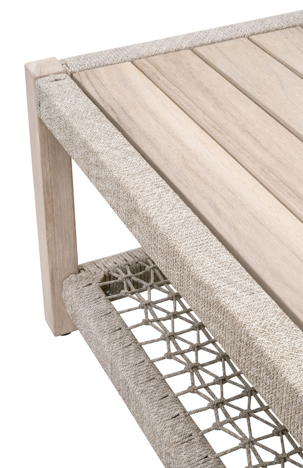Essentials for Living Wrap Outdoor Coffee Table 6870.WTA/GT Taupe & White Flat Rope, Gray Teak