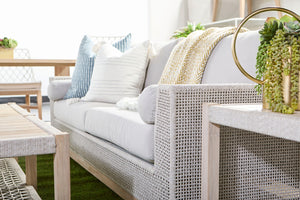 Essentials for Living Wrap Outdoor Coffee Table 6870.WTA/GT Taupe & White Flat Rope, Gray Teak