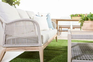 Essentials for Living Wrap Outdoor Coffee Table 6870.WTA/GT Taupe & White Flat Rope, Gray Teak