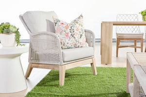 Essentials for Living Wrap Outdoor Coffee Table 6870.WTA/GT Taupe & White Flat Rope, Gray Teak