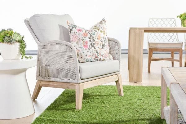 Essentials for Living Wrap Outdoor Coffee Table 6870.WTA/GT Taupe & White Flat Rope, Gray Teak