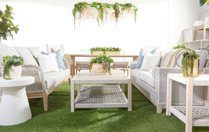 Essentials for Living Wrap Outdoor Coffee Table 6870.WTA/GT Taupe & White Flat Rope, Gray Teak