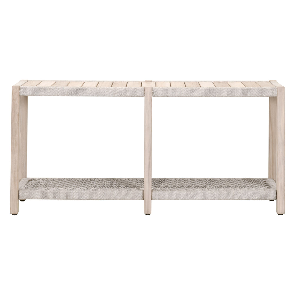 Essentials for Living Wrap Outdoor Console Table 6873.WTA/GT Taupe & White Flat Rope, Gray Teak