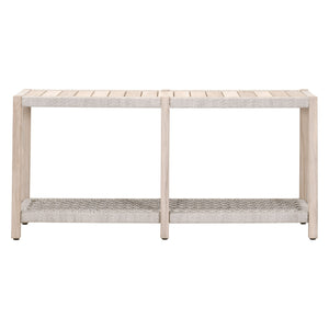 Essentials for Living Wrap Outdoor Console Table 6873.WTA/GT Taupe & White Flat Rope, Gray Teak