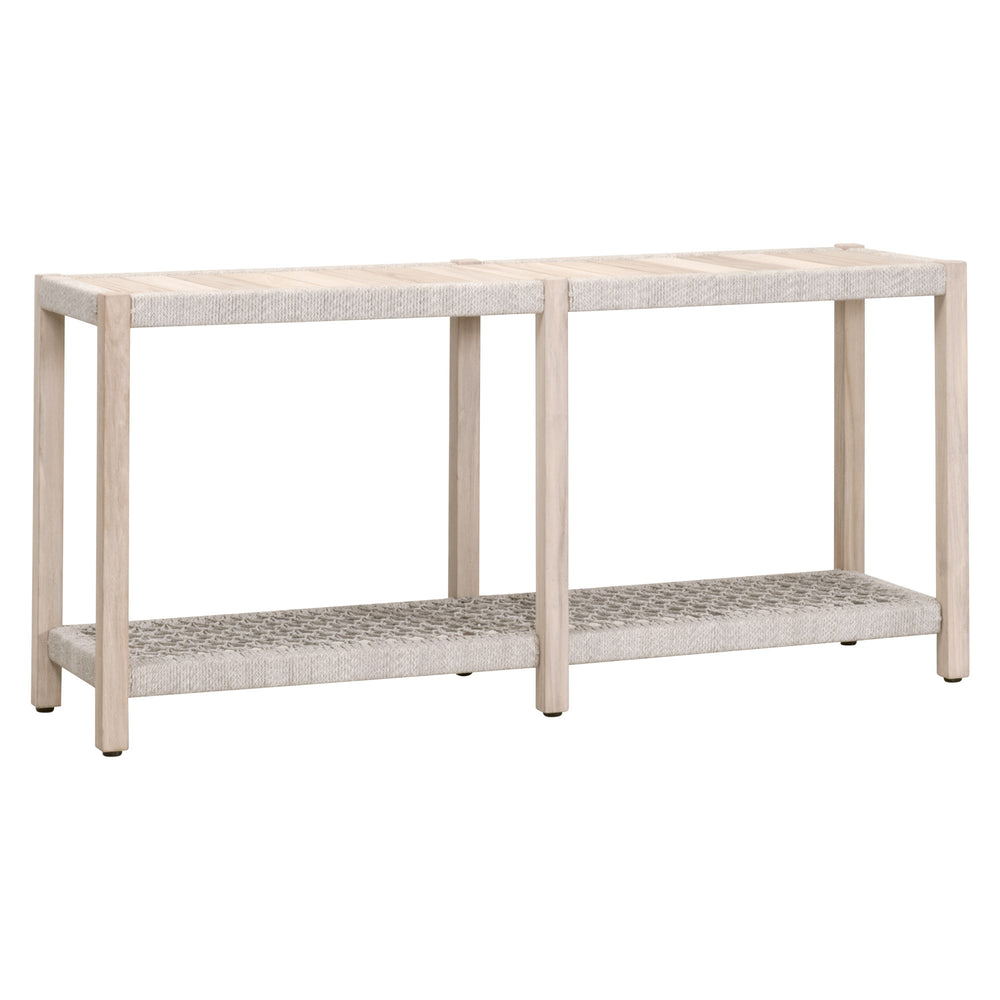 Essentials for Living Wrap Outdoor Console Table 6873.WTA/GT Taupe & White Flat Rope, Gray Teak