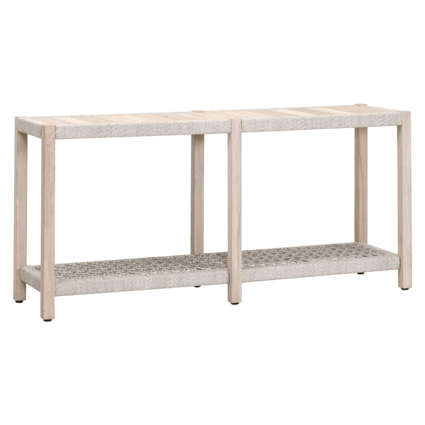 Essentials for Living Wrap Outdoor Console Table 6873.WTA/GT Taupe & White Flat Rope, Gray Teak