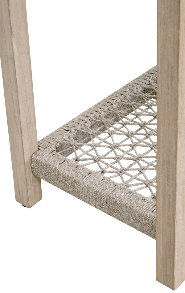 Essentials for Living Wrap Outdoor Console Table 6873.WTA/GT Taupe & White Flat Rope, Gray Teak