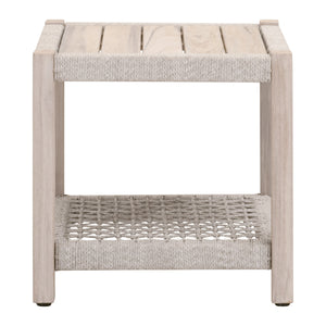 Essentials for Living Wrap Outdoor End Table 6872.WTA/GT Taupe & White Flat Rope, Gray Teak