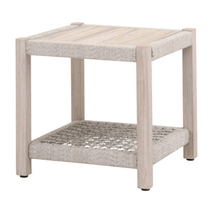 Essentials for Living Wrap Outdoor End Table 6872.WTA/GT Taupe & White Flat Rope, Gray Teak