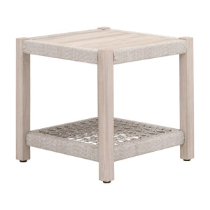 Essentials for Living Wrap Outdoor End Table 6872.WTA/GT Taupe & White Flat Rope, Gray Teak