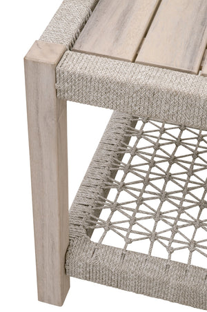 Essentials for Living Wrap Outdoor End Table 6872.WTA/GT Taupe & White Flat Rope, Gray Teak
