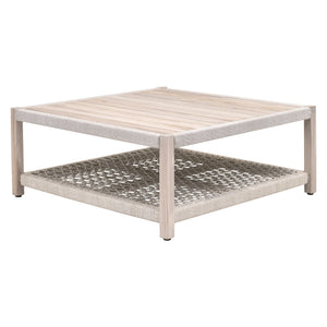 Essentials for Living Wrap Outdoor Square Coffee Table 6870SQ.WTA/GT Taupe & White Flat Rope, Gray Teak