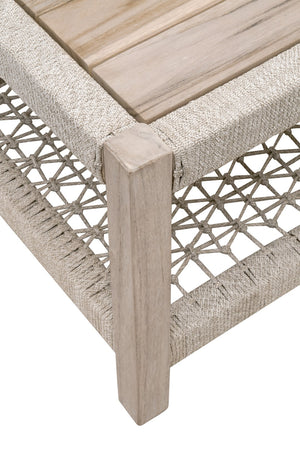 Essentials for Living Wrap Outdoor Square Coffee Table 6870SQ.WTA/GT Taupe & White Flat Rope, Gray Teak