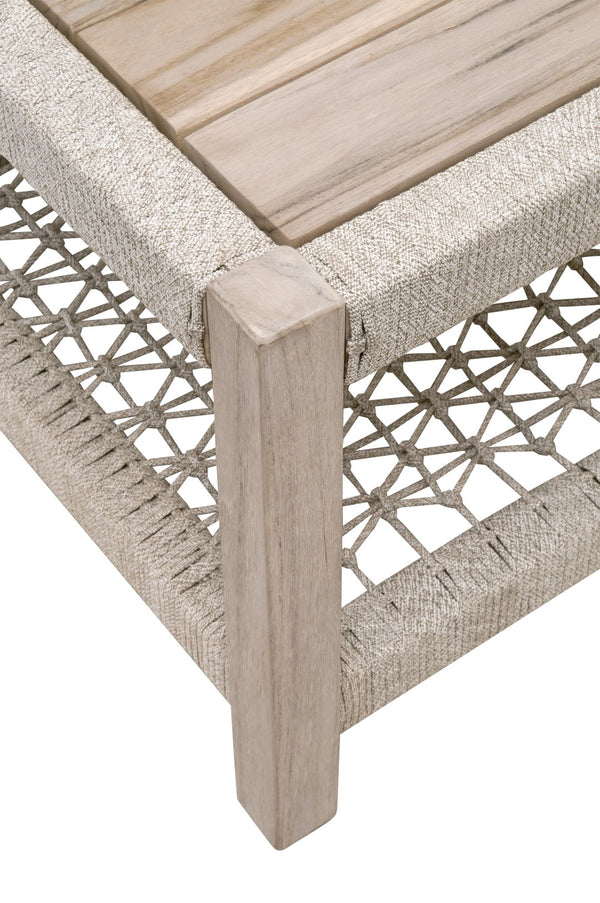 Essentials for Living Wrap Outdoor Square Coffee Table 6870SQ.WTA/GT Taupe & White Flat Rope, Gray Teak