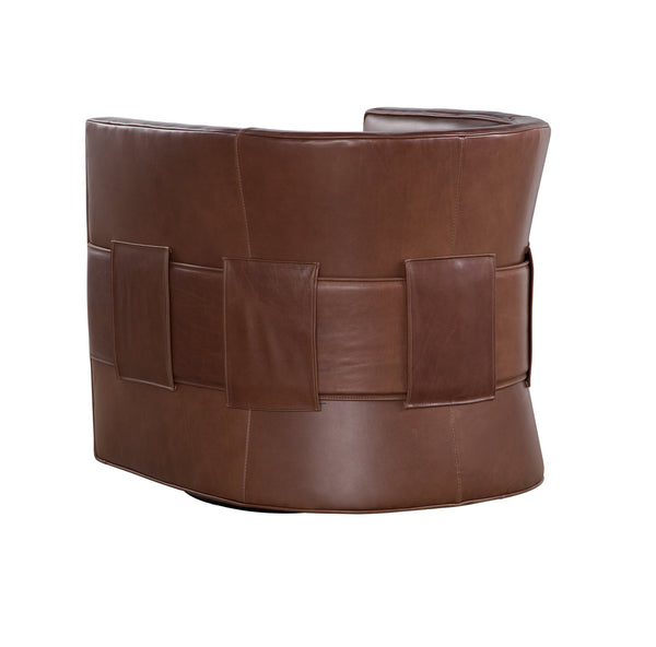 Olivia + Quinn Wynn Swivel Chair: Luxurious Leather Comfort With Elegant Detailing For Stylish Living Spaces Pippa Latte Leather,Foam,Wood 2102_Cnk1802