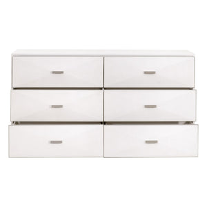 Essentials For Living Wynn Shagreen 6-drawer Double Dresser: Elegant Faux Stingray Design For Chic Bedroom Storage Solutions Pearl Shagreen,Brushed Stainless Steel Faux Shagreen Resin,Solid Rubberwood,Plywood,Mdf,Stainless Steel 6158.Prl-shg/Bstl