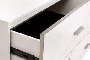 Essentials For Living Wynn Shagreen 6-drawer Double Dresser: Elegant Faux Stingray Design For Chic Bedroom Storage Solutions Pearl Shagreen,Brushed Stainless Steel Faux Shagreen Resin,Solid Rubberwood,Plywood,Mdf,Stainless Steel 6158.Prl-shg/Bstl