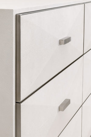 Essentials For Living Wynn Shagreen 6-drawer Double Dresser: Elegant Faux Stingray Design For Chic Bedroom Storage Solutions Pearl Shagreen,Brushed Stainless Steel Faux Shagreen Resin,Solid Rubberwood,Plywood,Mdf,Stainless Steel 6158.Prl-shg/Bstl