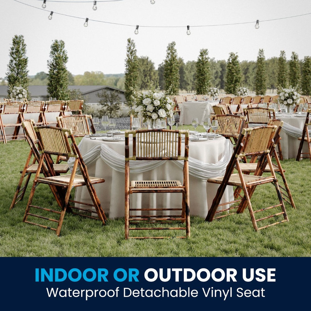 English Elm Bamboo Folding Chairs Set of 2 | Elegant & Durable Indoor/Outdoor Seating for Events & Dining 2-X-62111-BAM-GG