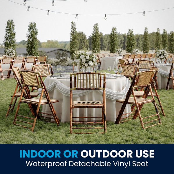 English Elm Bamboo Folding Chairs Set of 2 | Elegant & Durable Indoor/Outdoor Seating for Events & Dining 2-X-62111-BAM-GG