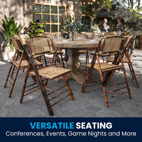 English Elm Bamboo Folding Chairs Set of 2 | Elegant & Durable Indoor/Outdoor Seating for Events & Dining 2-X-62111-BAM-GG