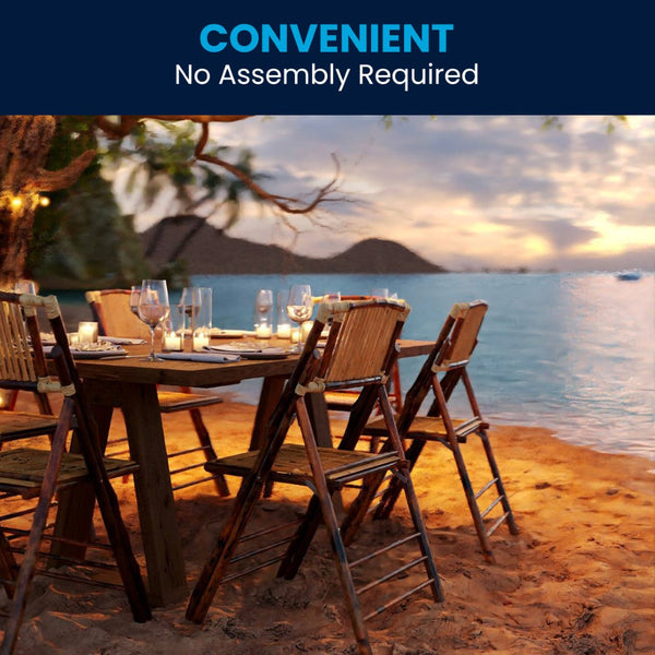 English Elm Bamboo Folding Chairs Set of 2 | Elegant & Durable Indoor/Outdoor Seating for Events & Dining 2-X-62111-BAM-GG