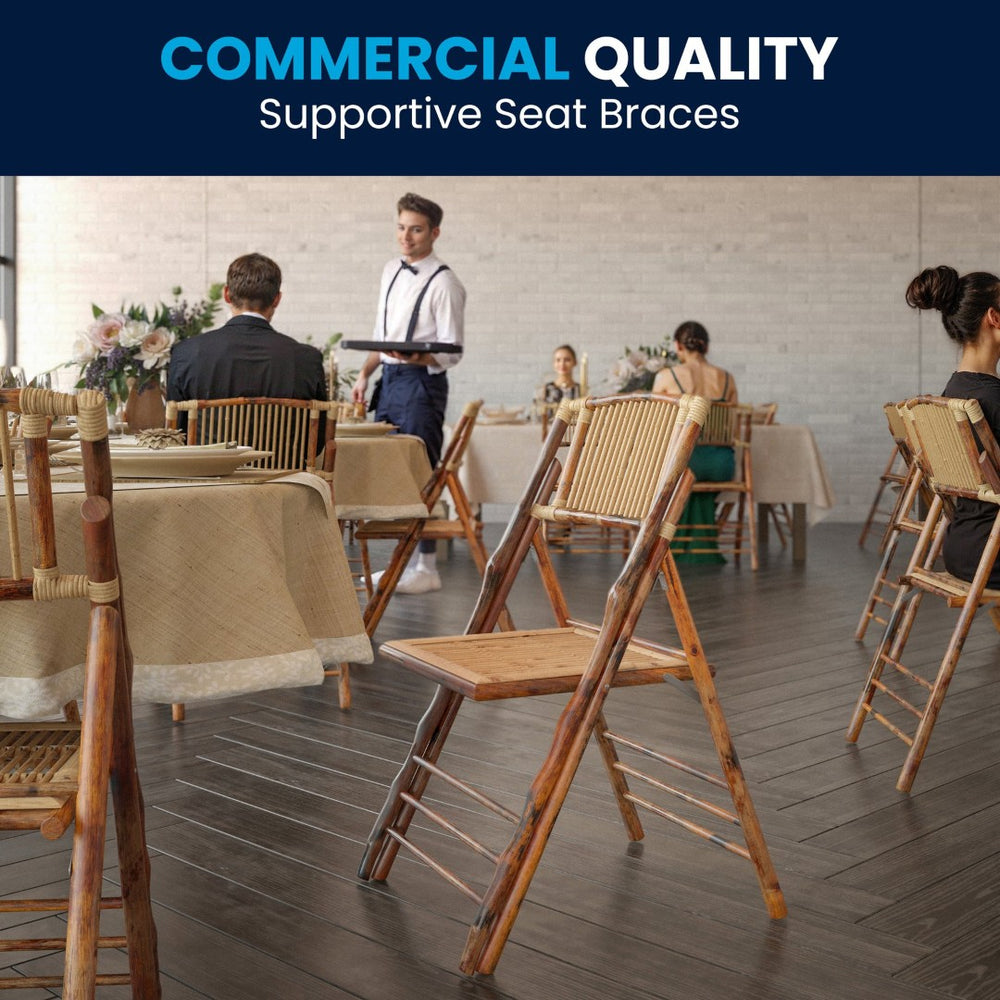 English Elm Bamboo Folding Chairs Set of 2 | Elegant & Durable Indoor/Outdoor Seating for Events & Dining 2-X-62111-BAM-GG
