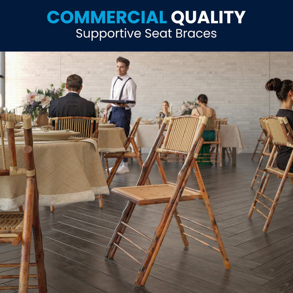 English Elm Bamboo Folding Chairs Set of 2 | Elegant & Durable Indoor/Outdoor Seating for Events & Dining 2-X-62111-BAM-GG